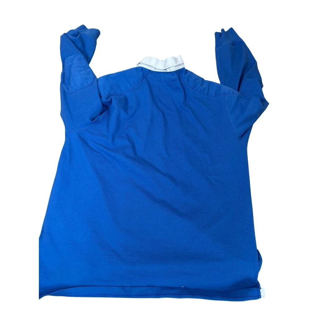 Vintage Polo Ralph Lauren long sleeve blue collared elbow patch men's SZ XL-FLAW